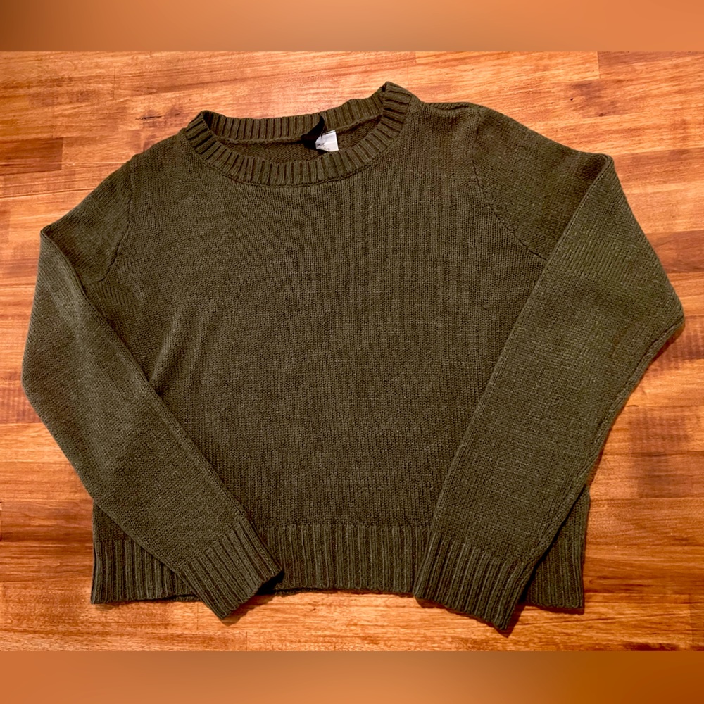 Knit Long Sleeve Dark Olive Green Sweater